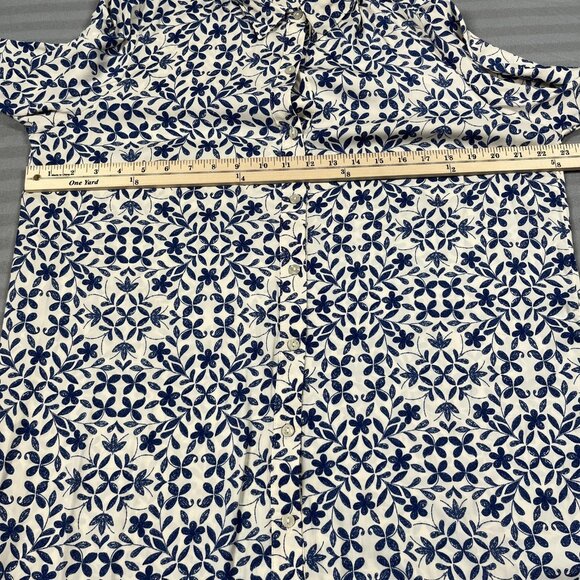 Marina Kaneva Shirt Dress Womens UK 16 White Blue Floral Button Long Sleeve - Picture 5 of 7